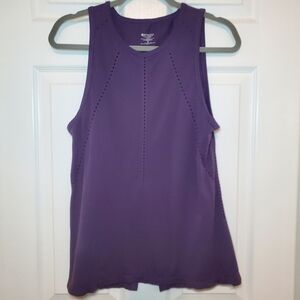 Athleta Tank Top Womens S Foothill Split Back Perforated Longline Crewneck Plum